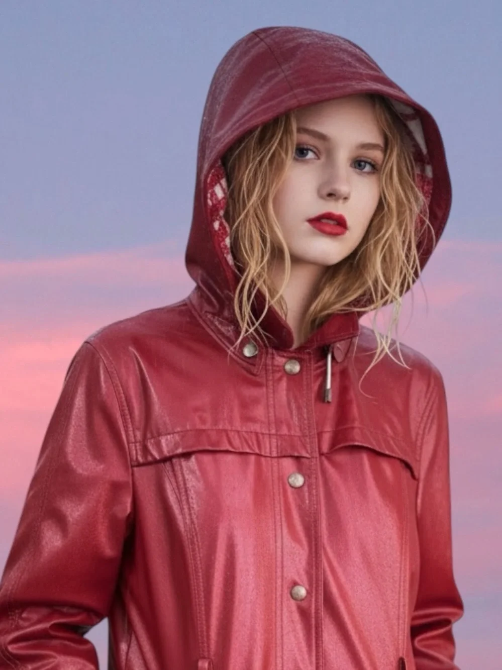 Burberry Red Hooded Trench Coat - Picture 4 of 8